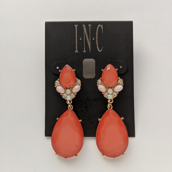 I.N.C International Concepts Coral Teardrop Earrings - Picture 1 of 2